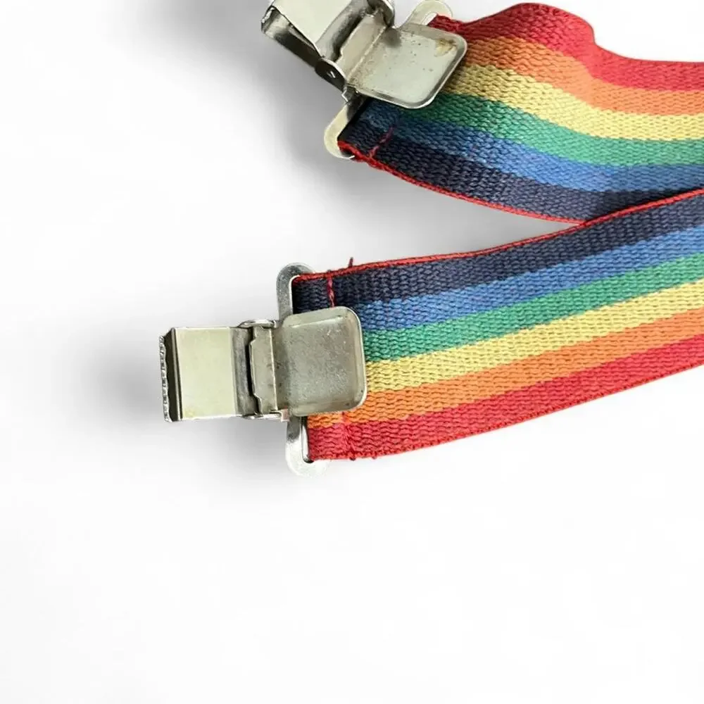 Rainbow suspenders with leather details